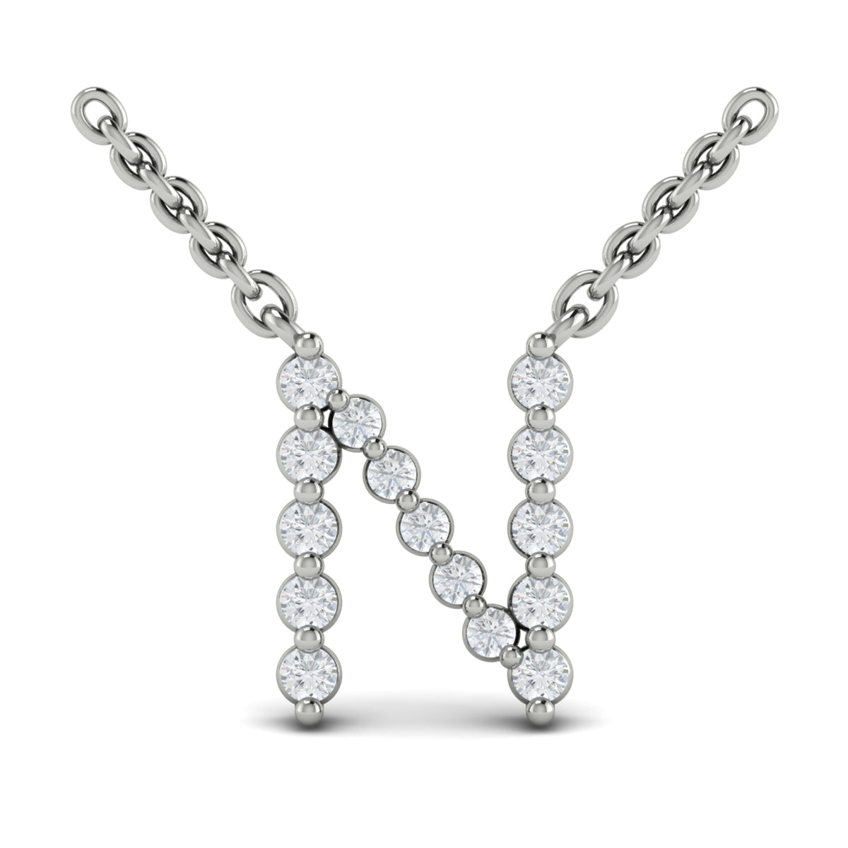 Diamond  Alphabet Pendant Necklace, N