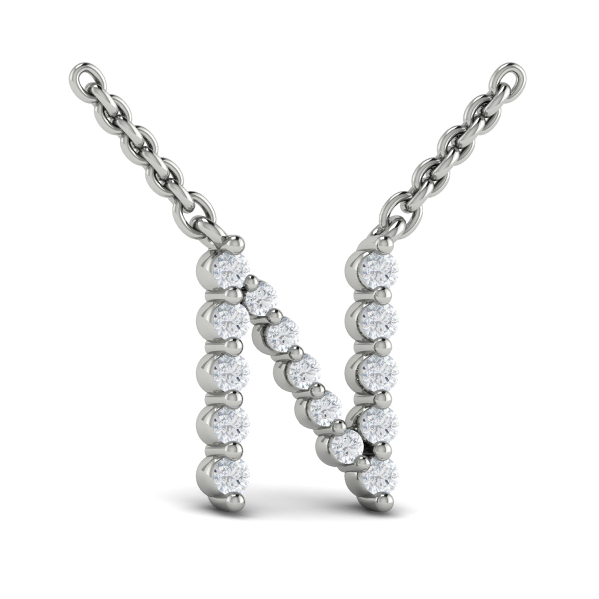 Diamond  Alphabet Pendant Necklace, N