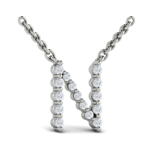Diamond  Alphabet Pendant Necklace, N