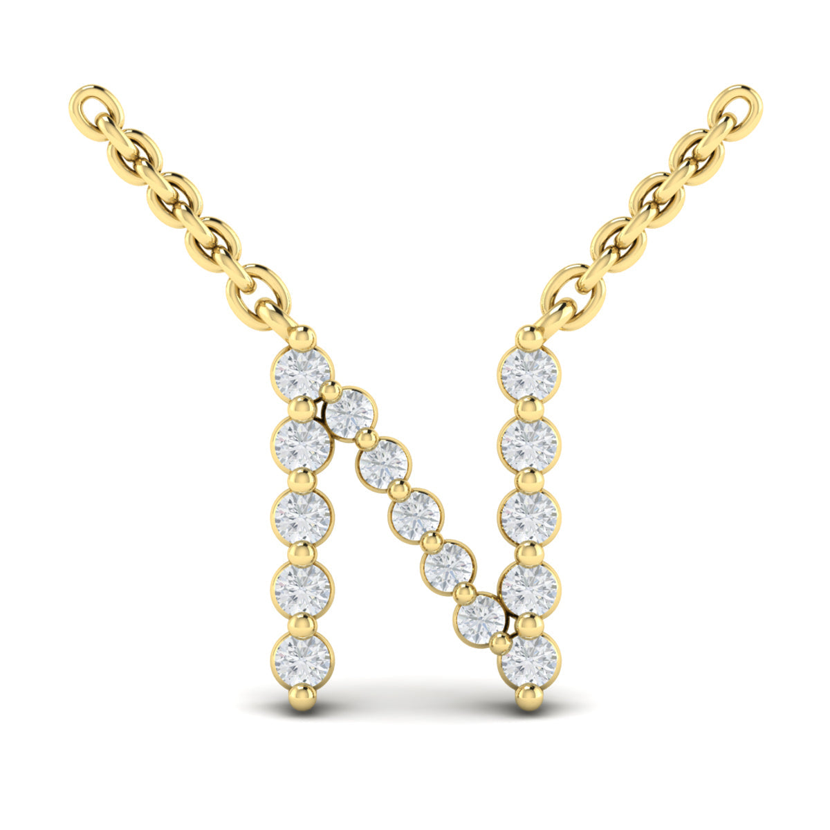 Diamond  Alphabet Pendant Necklace, N