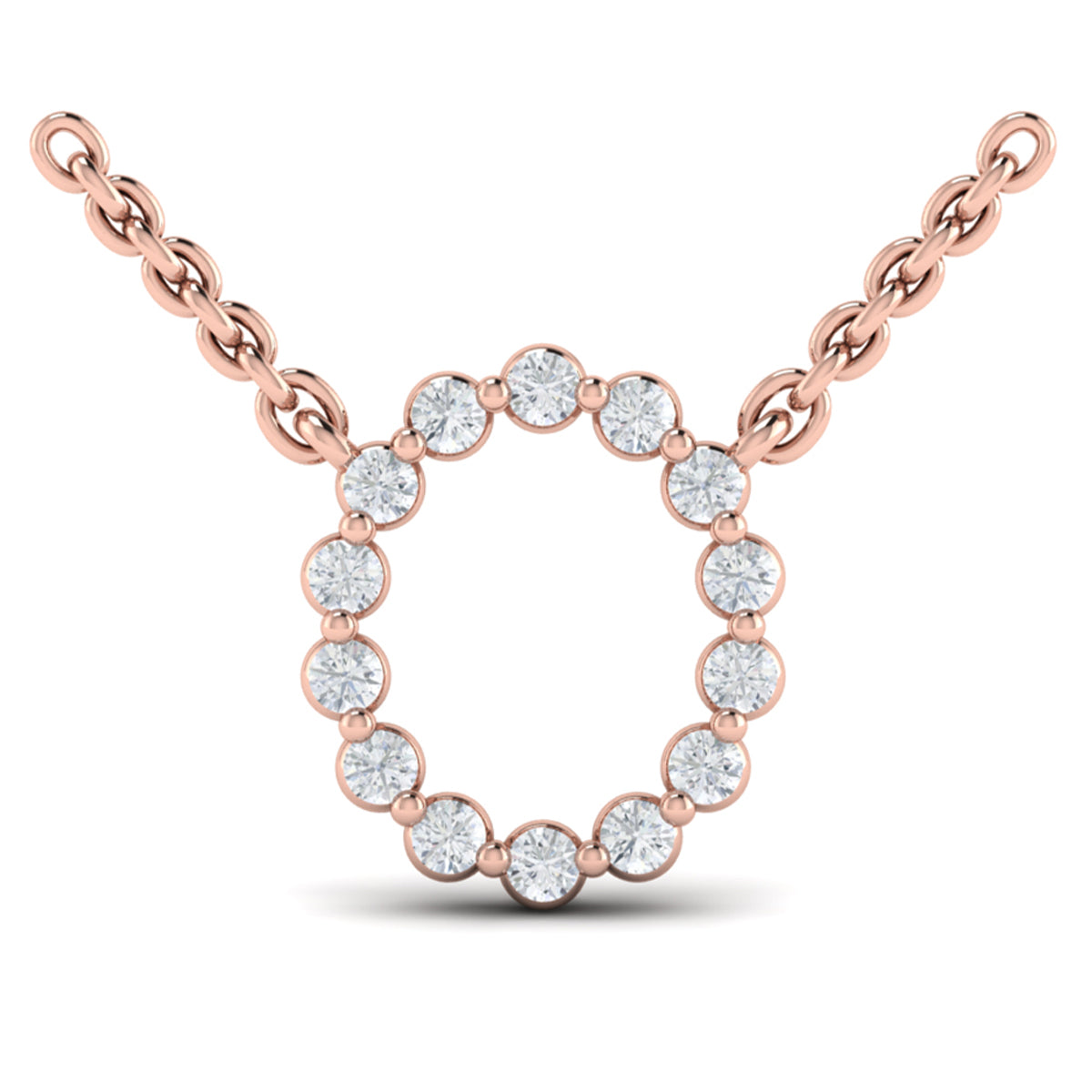 Diamond  Alphabet Pendant Necklace, O