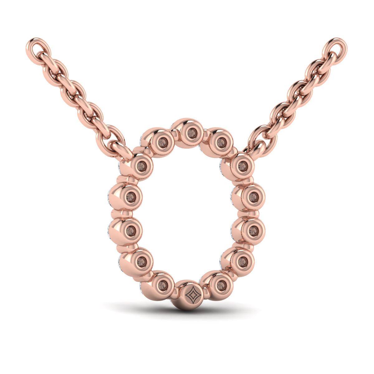 Diamond  Alphabet Pendant Necklace, O