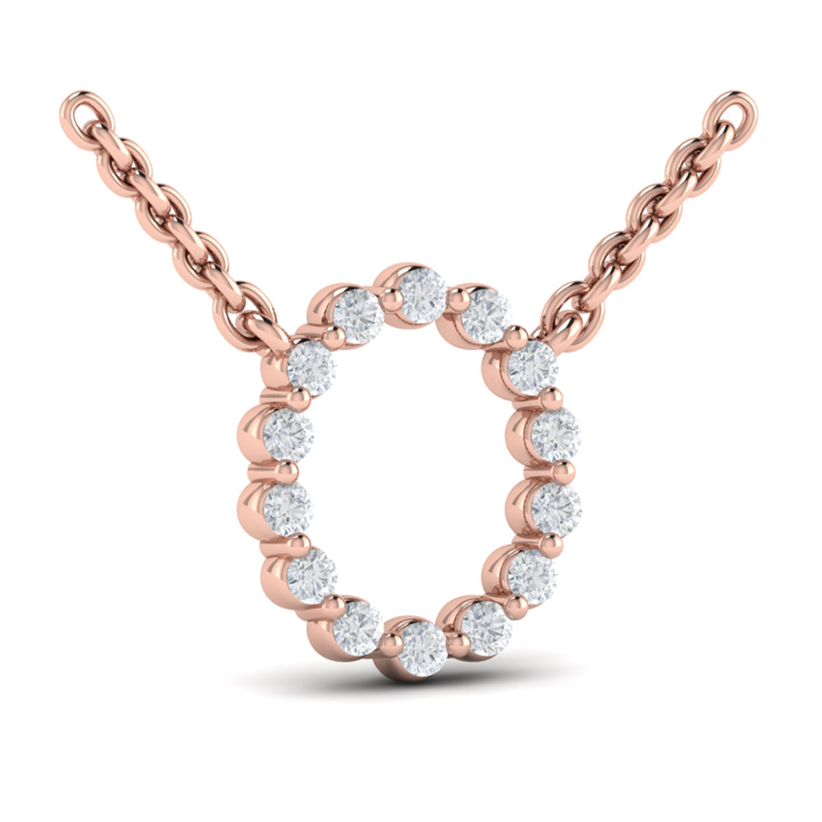 Diamond  Alphabet Pendant Necklace, O