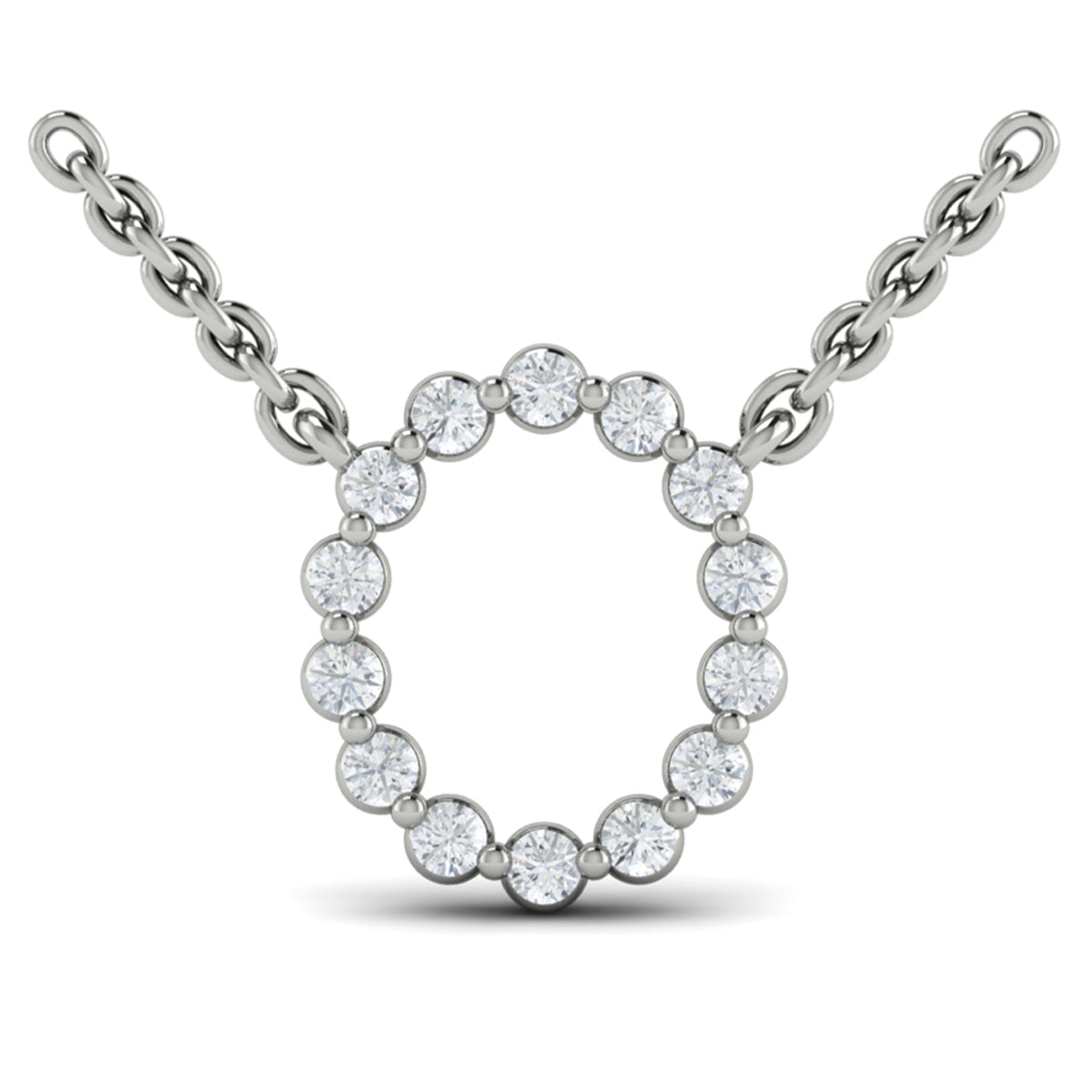 Diamond  Alphabet Pendant Necklace, O