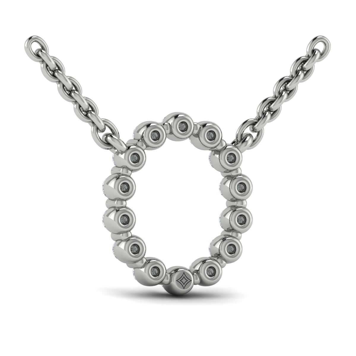 Diamond  Alphabet Pendant Necklace, O