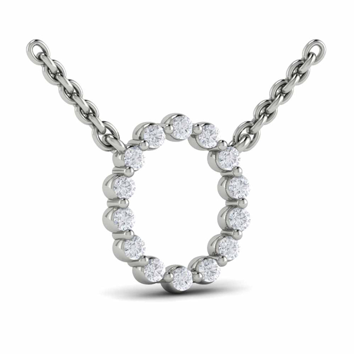 Diamond  Alphabet Pendant Necklace, O