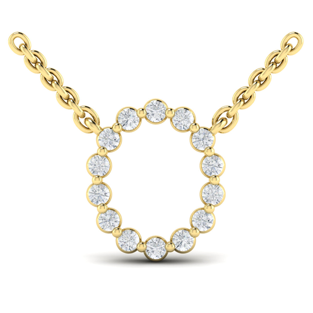 Diamond  Alphabet Pendant Necklace, O