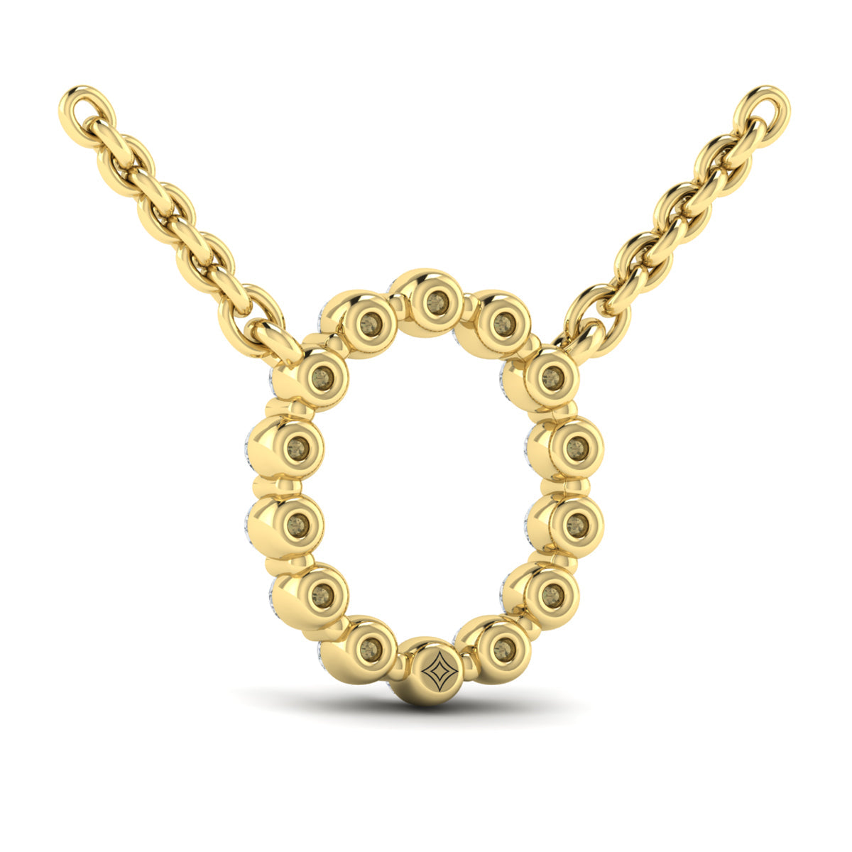 Diamond  Alphabet Pendant Necklace, O