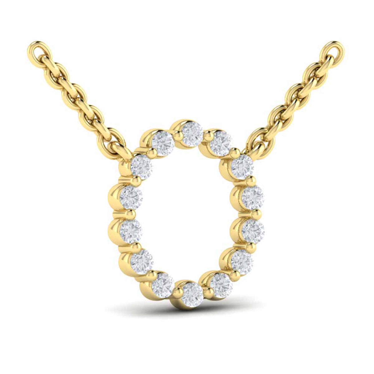 Diamond  Alphabet Pendant Necklace, O