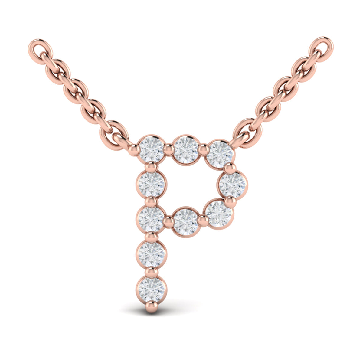 Diamond  Alphabet Pendant Necklace, P