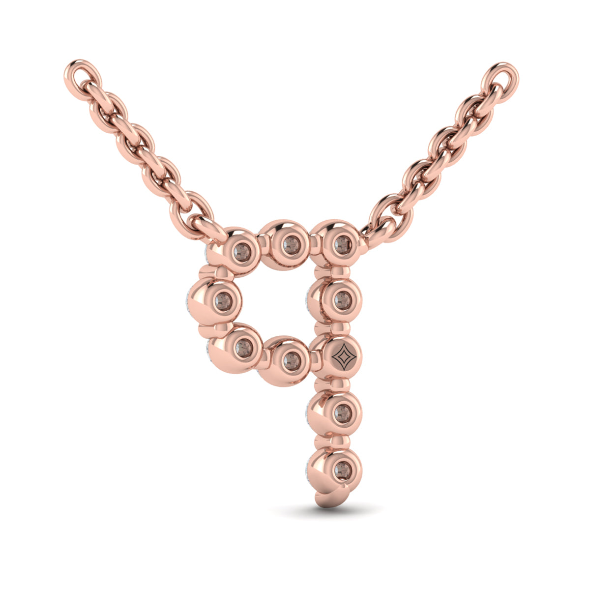 Diamond  Alphabet Pendant Necklace, P