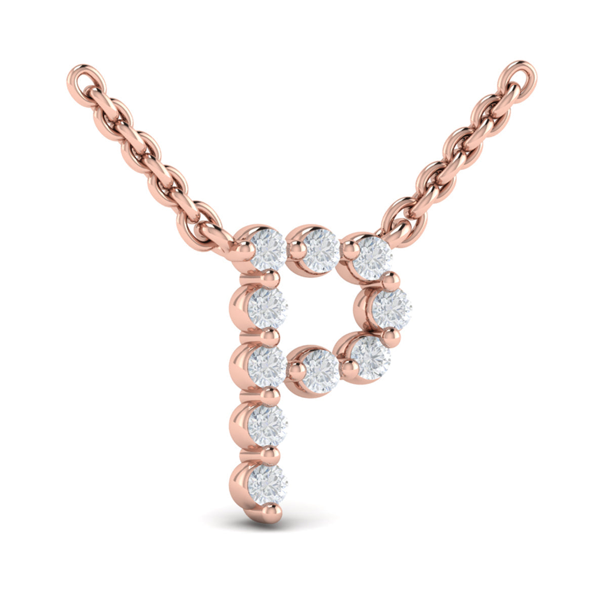 Diamond  Alphabet Pendant Necklace, P