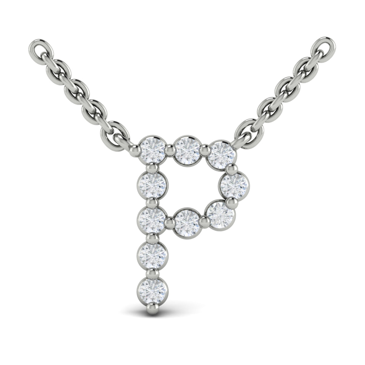 Diamond  Alphabet Pendant Necklace, P