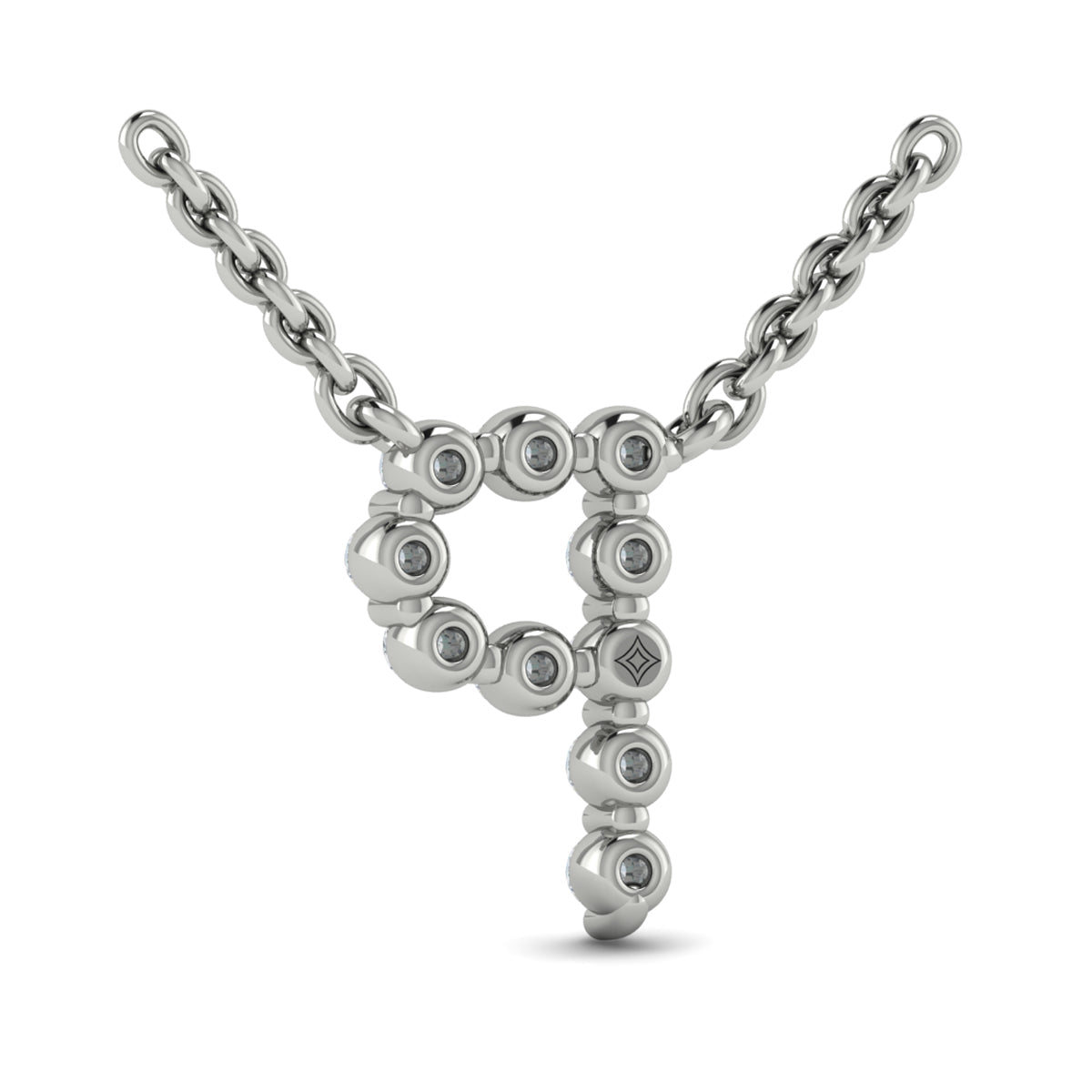 Diamond  Alphabet Pendant Necklace, P