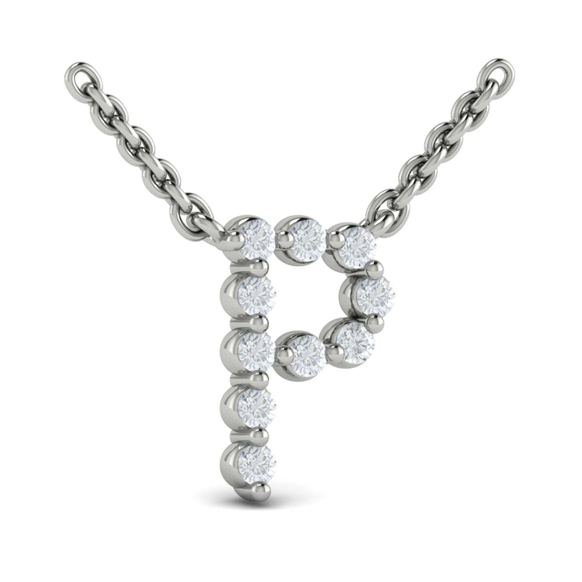 Diamond  Alphabet Pendant Necklace, P