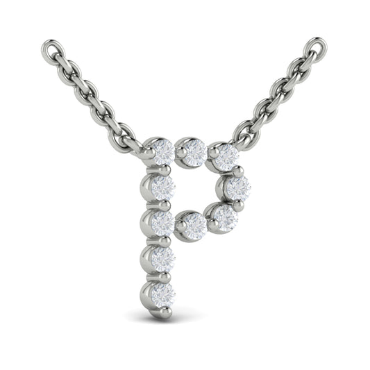 Diamond  Alphabet Pendant Necklace, P