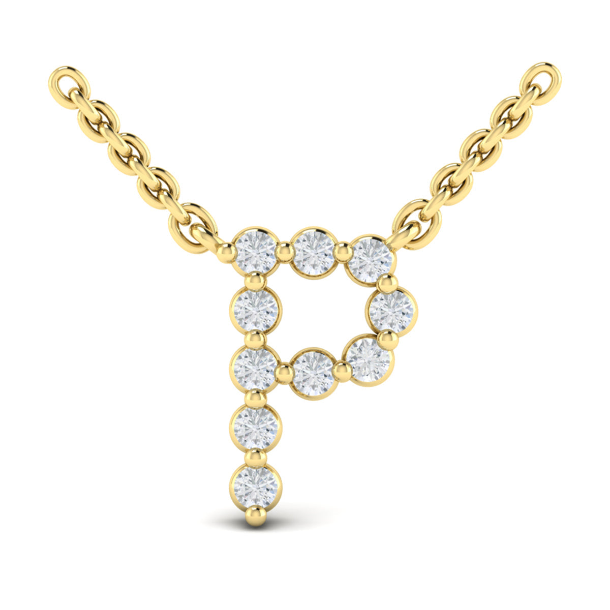 Diamond  Alphabet Pendant Necklace, P
