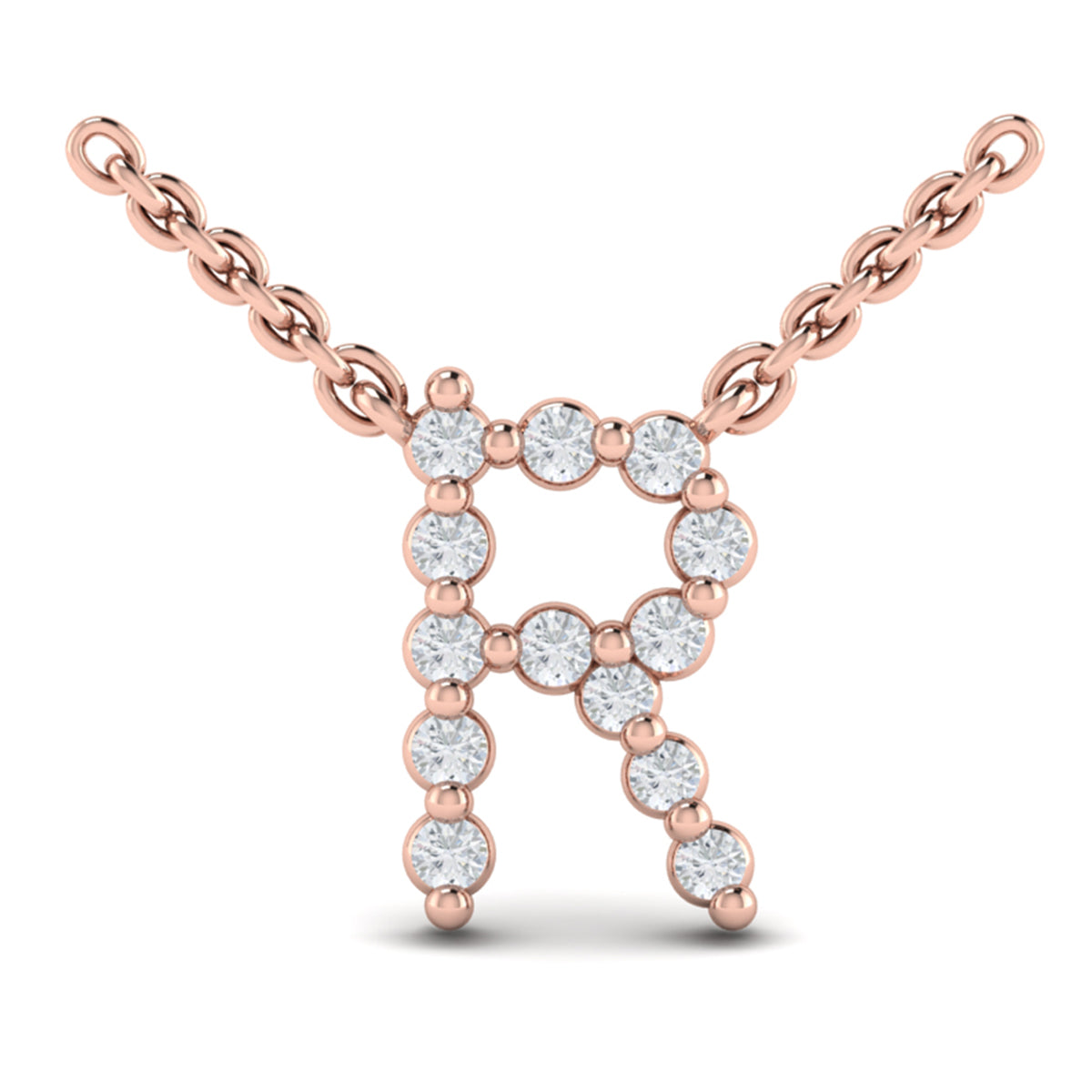 Diamond  Alphabet Pendant Necklace, R