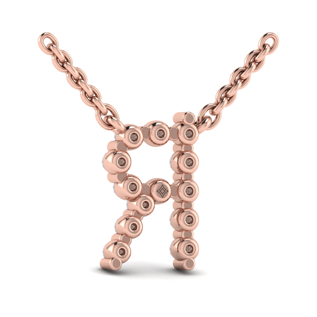 Diamond  Alphabet Pendant Necklace, R