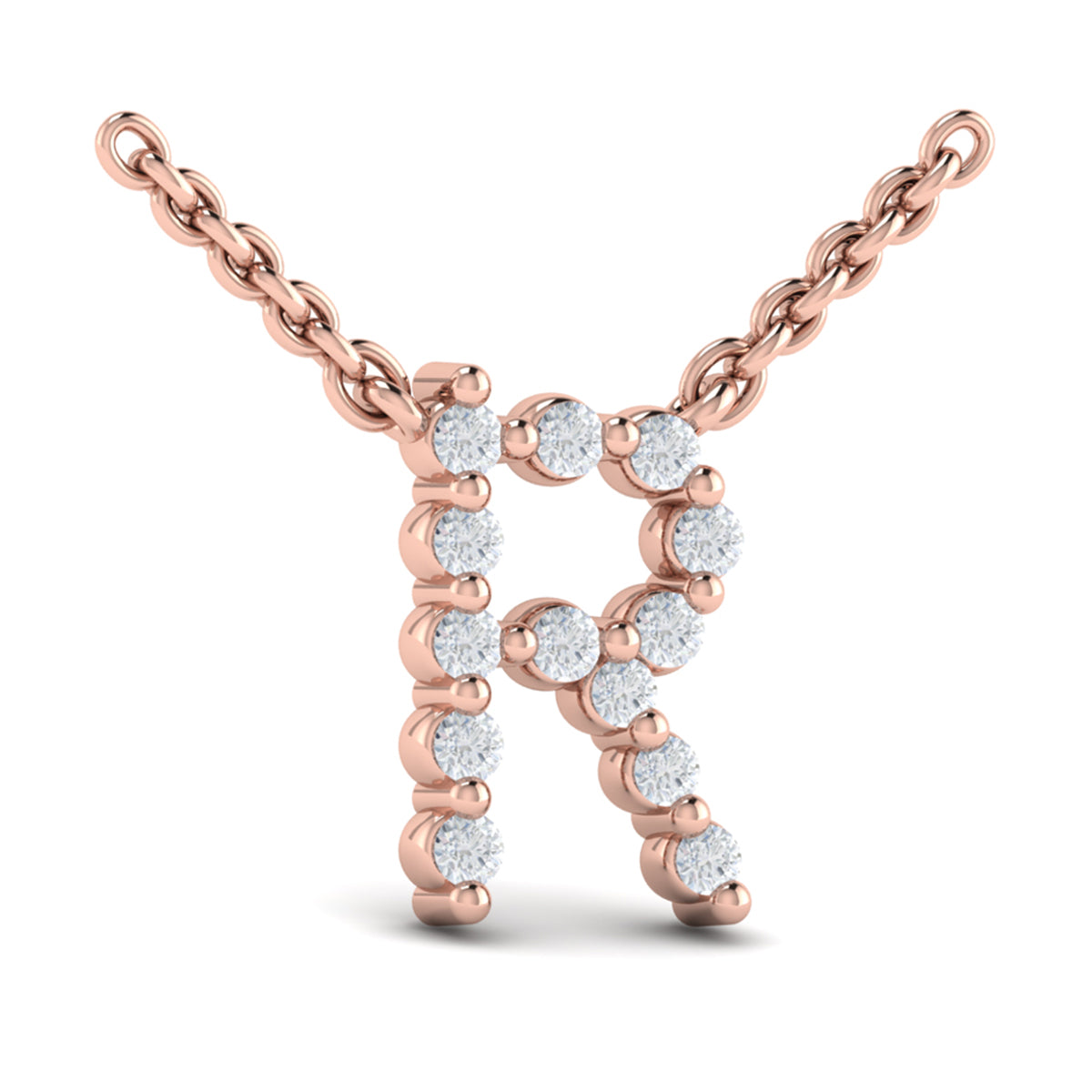 Diamond  Alphabet Pendant Necklace, R