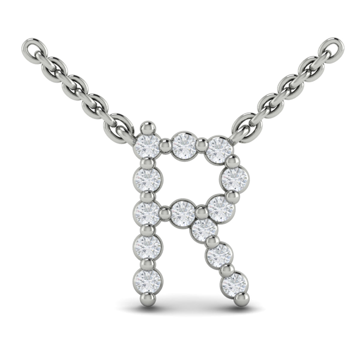 Diamond  Alphabet Pendant Necklace, R
