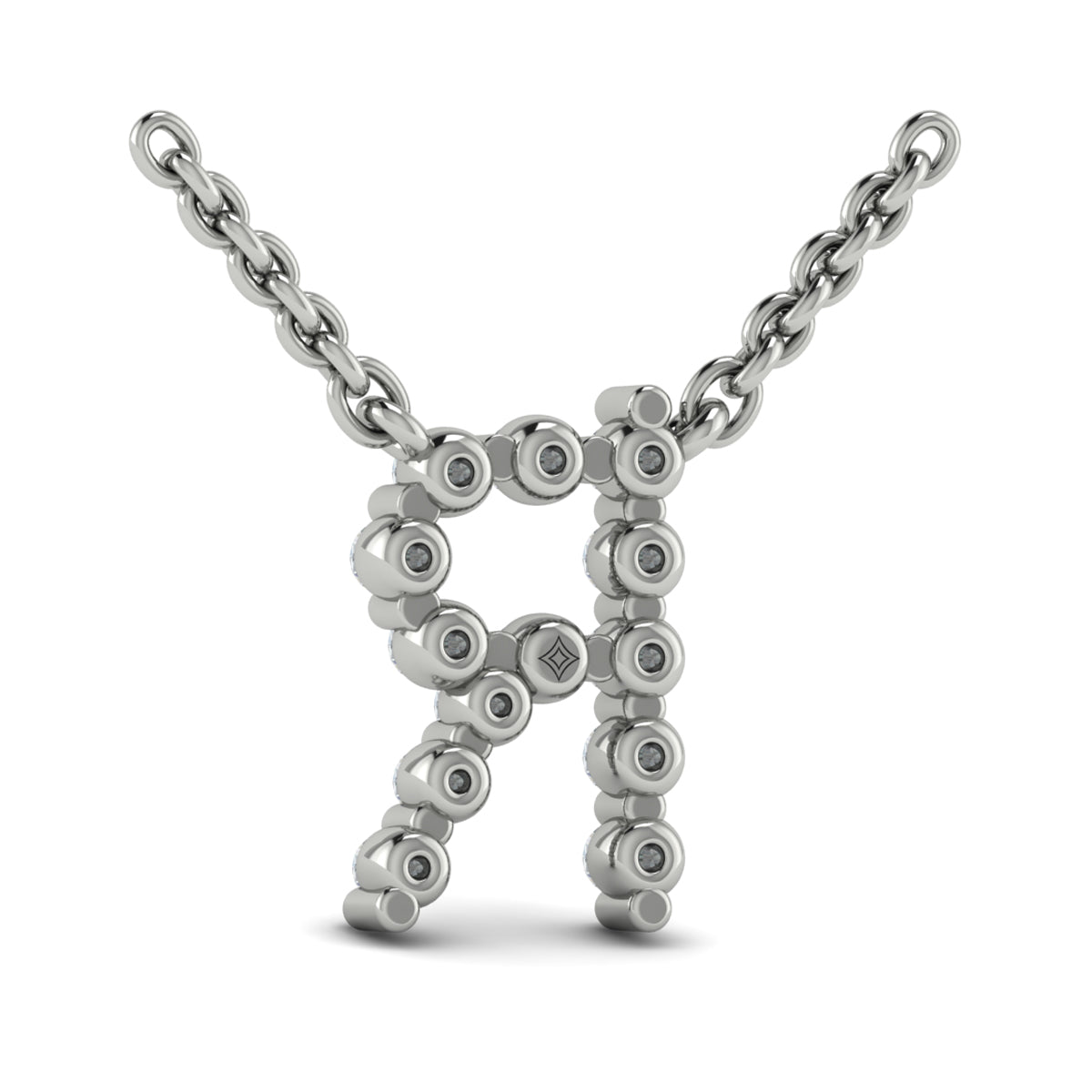 Diamond  Alphabet Pendant Necklace, R