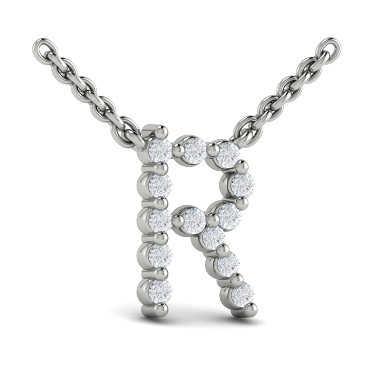 Diamond  Alphabet Pendant Necklace, R