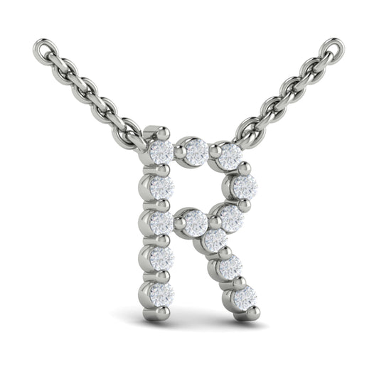 Diamond  Alphabet Pendant Necklace, R