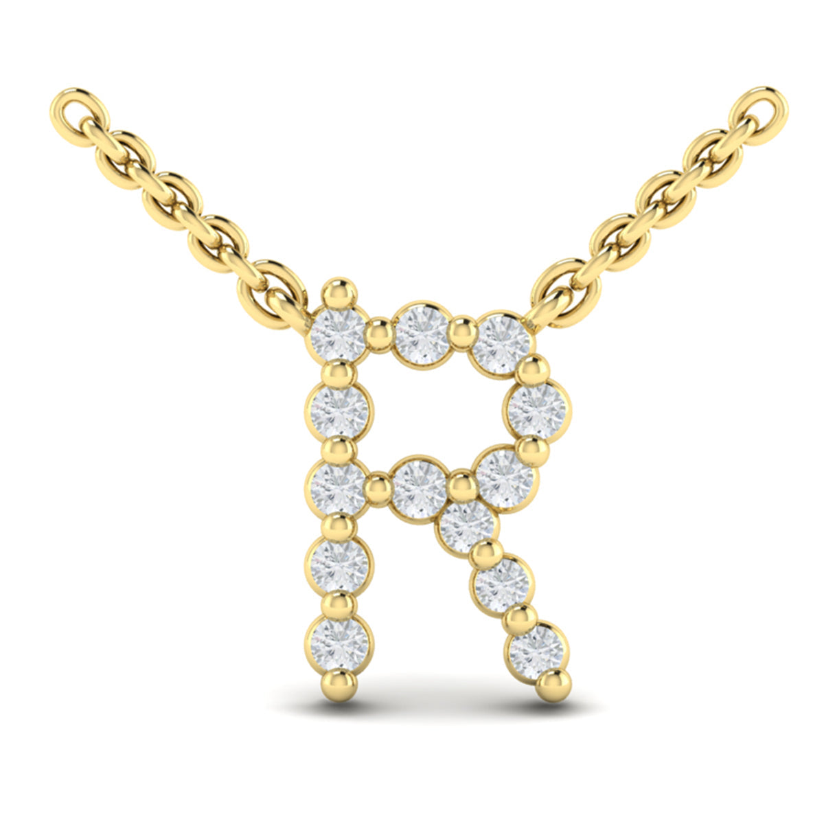 Diamond  Alphabet Pendant Necklace, R