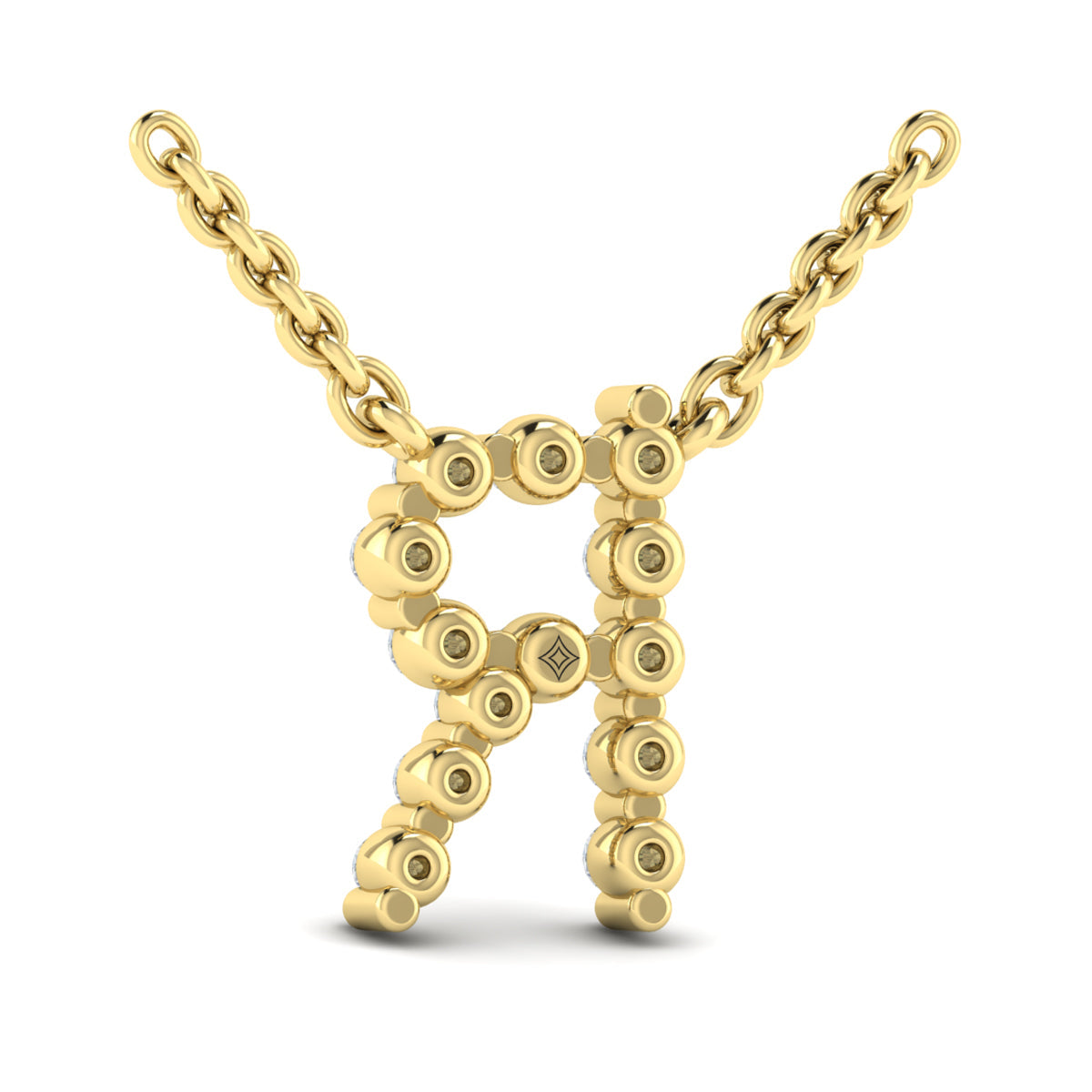 Diamond  Alphabet Pendant Necklace, R