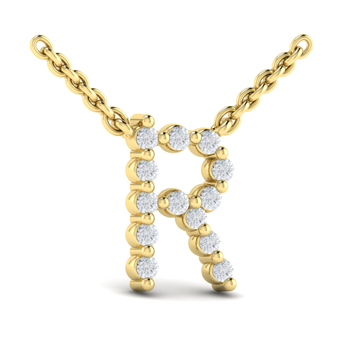 Diamond  Alphabet Pendant Necklace, R