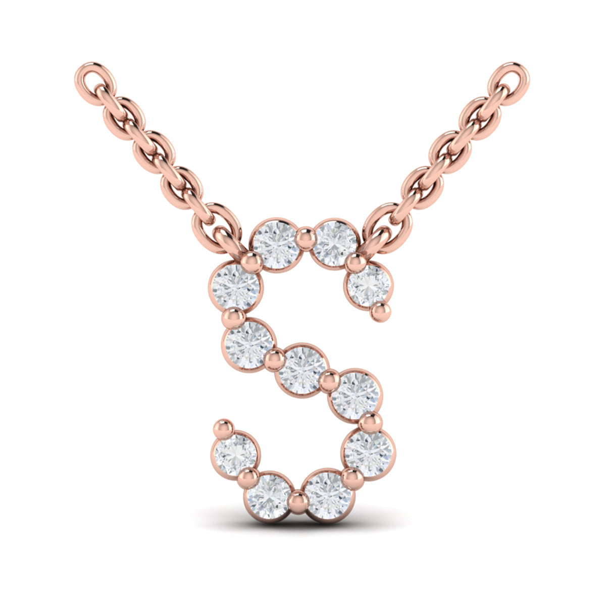 Diamond  Alphabet Pendant Necklace, S