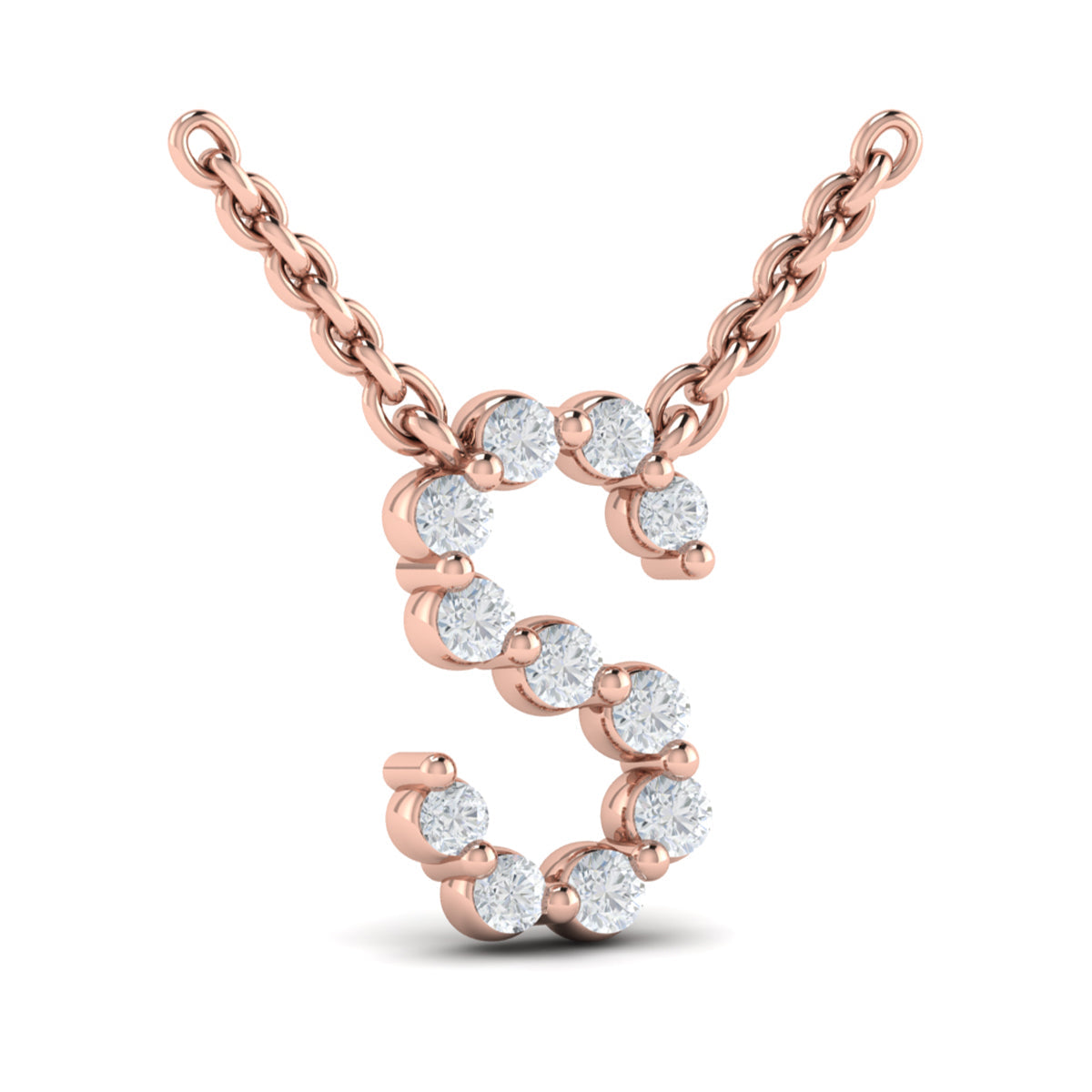 Diamond  Alphabet Pendant Necklace, S