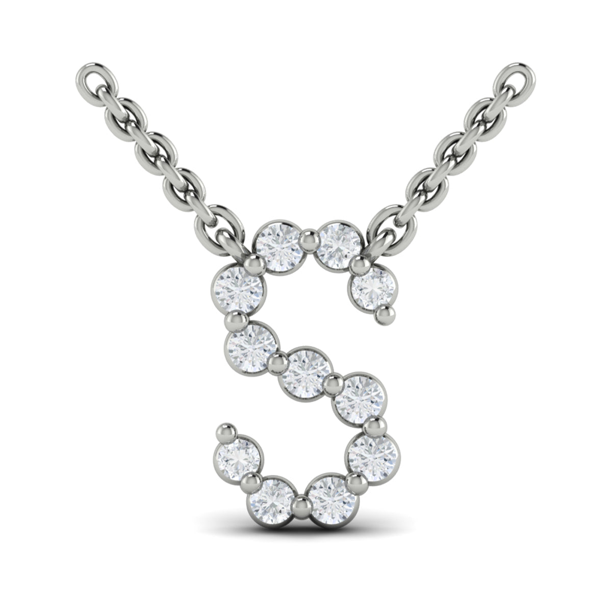 Diamond  Alphabet Pendant Necklace, S