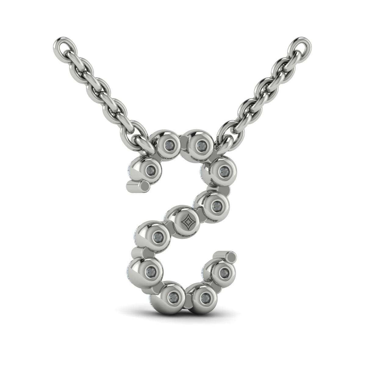 Diamond  Alphabet Pendant Necklace, S