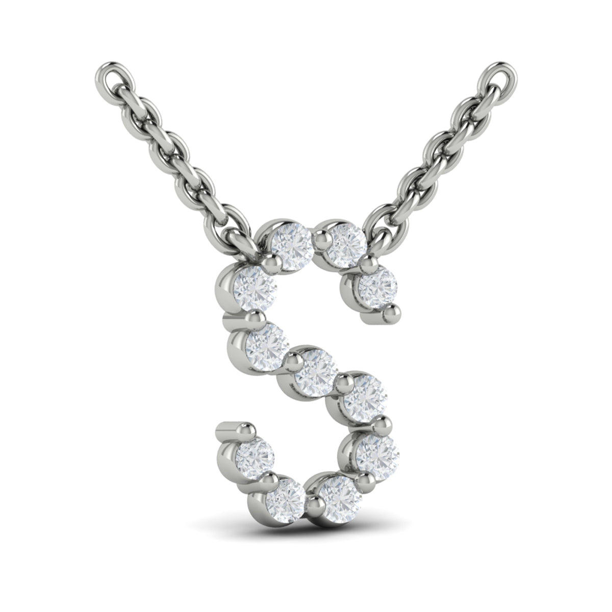Diamond  Alphabet Pendant Necklace, S