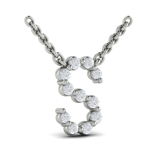 Diamond  Alphabet Pendant Necklace, S