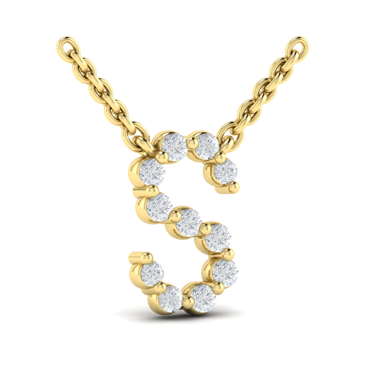 Diamond  Alphabet Pendant Necklace, S