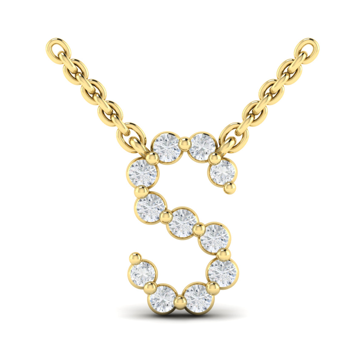 Diamond  Alphabet Pendant Necklace, S