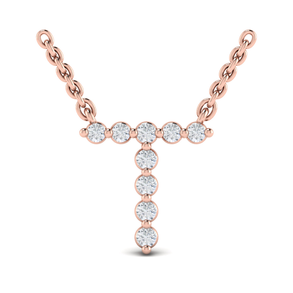 Diamond  Alphabet Pendant Necklace, T