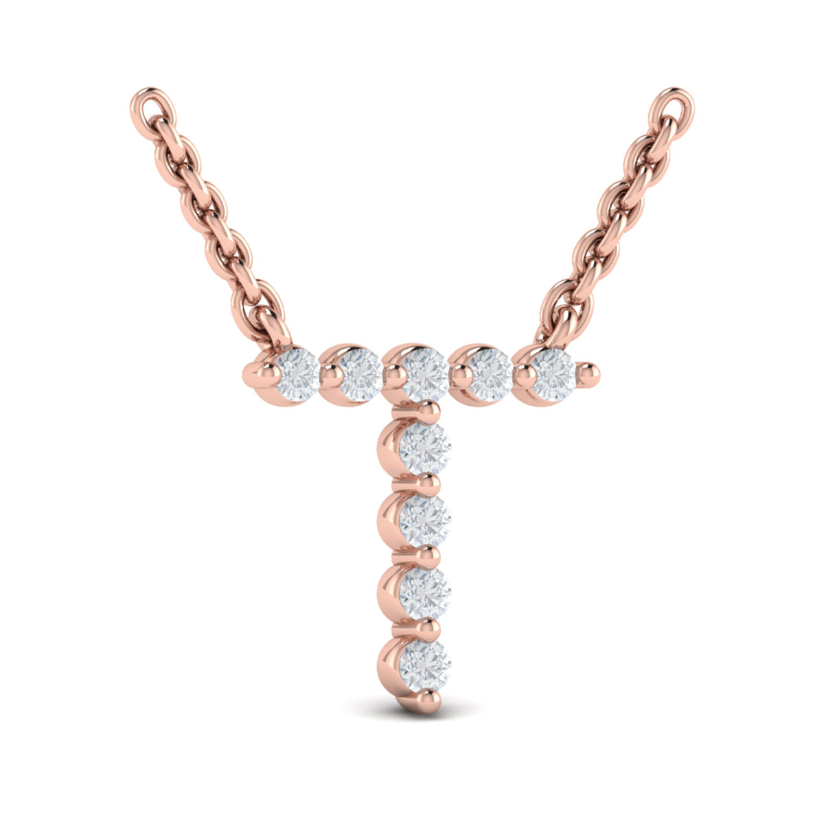 Diamond  Alphabet Pendant Necklace, T