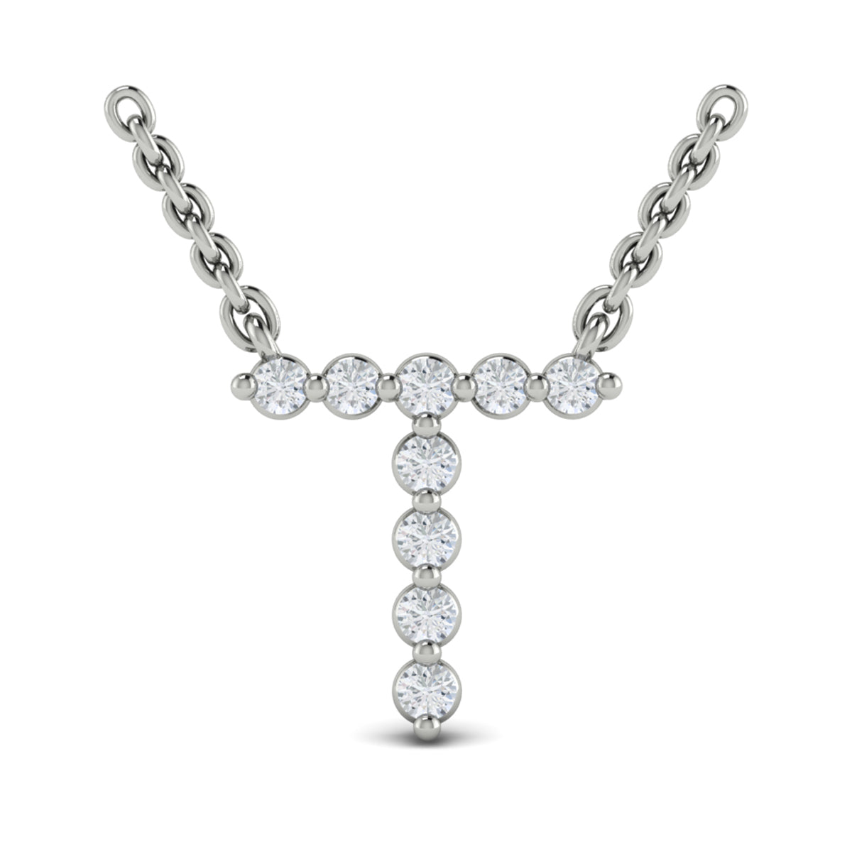 Diamond  Alphabet Pendant Necklace, T