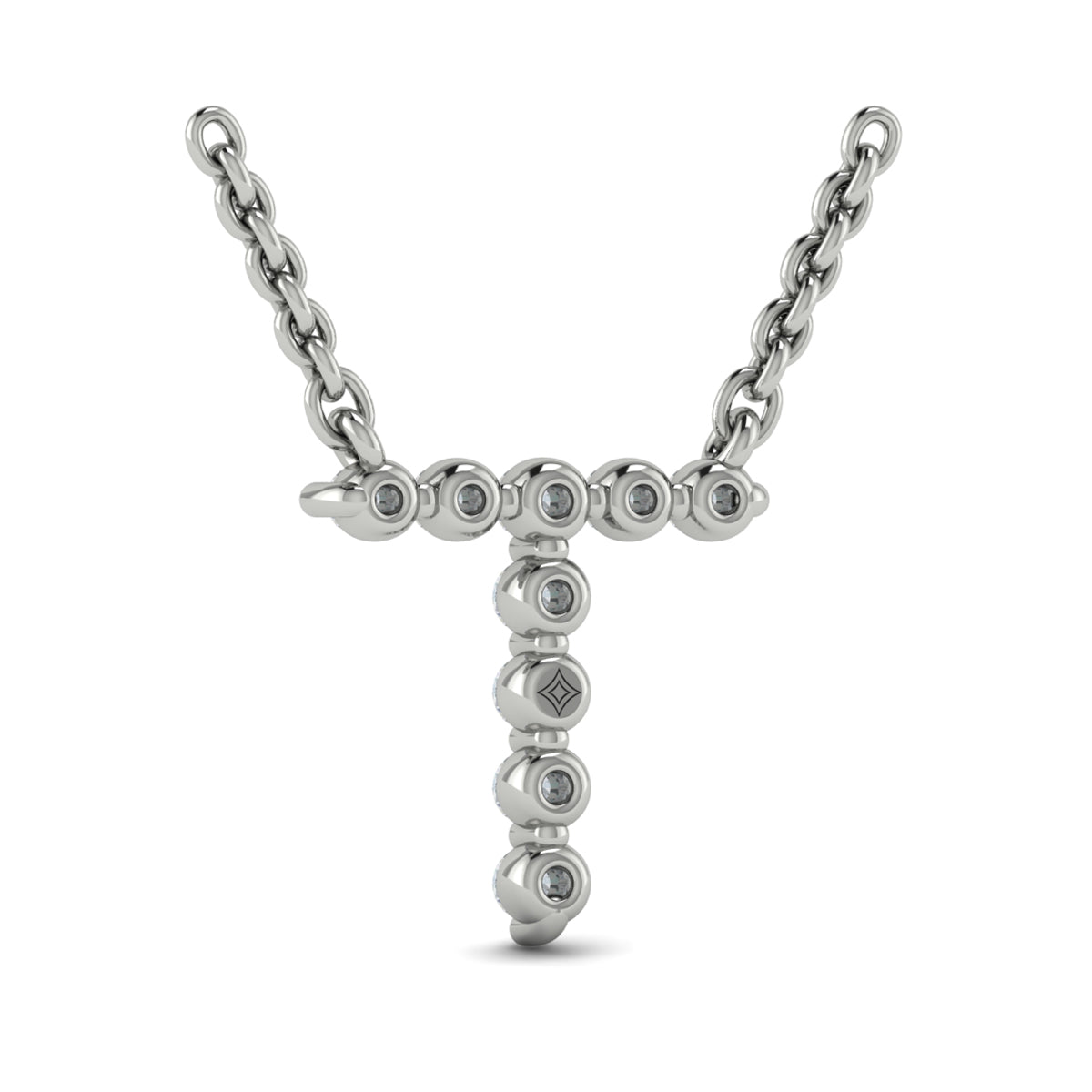 Diamond  Alphabet Pendant Necklace, T