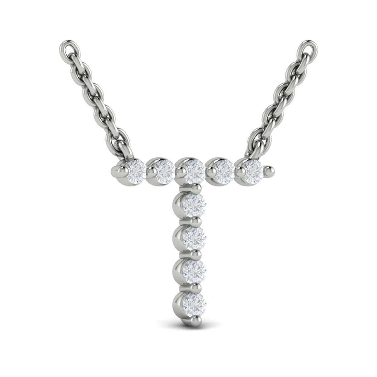 Diamond  Alphabet Pendant Necklace, T