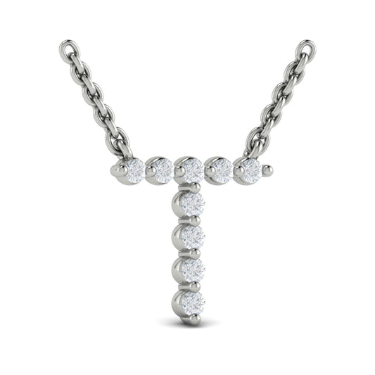 Diamond  Alphabet Pendant Necklace, T