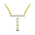 Diamond  Alphabet Pendant Necklace, T