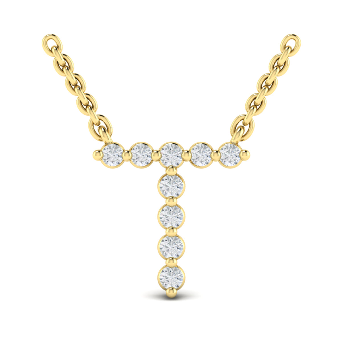 Diamond  Alphabet Pendant Necklace, T