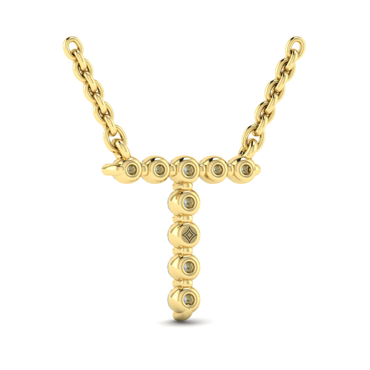 Diamond  Alphabet Pendant Necklace, T