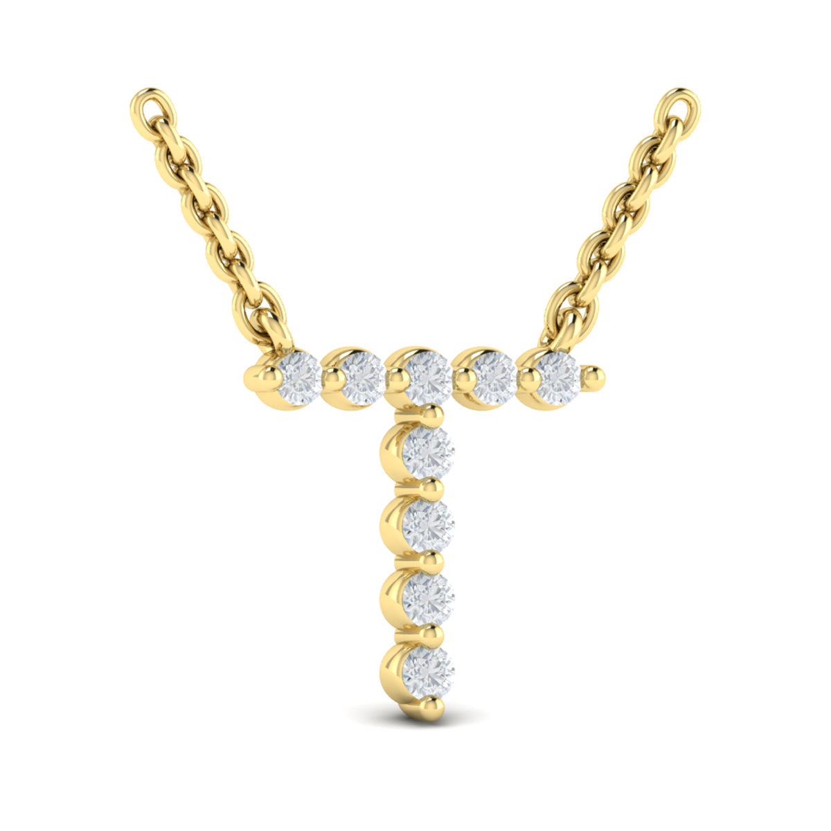 Diamond  Alphabet Pendant Necklace, T