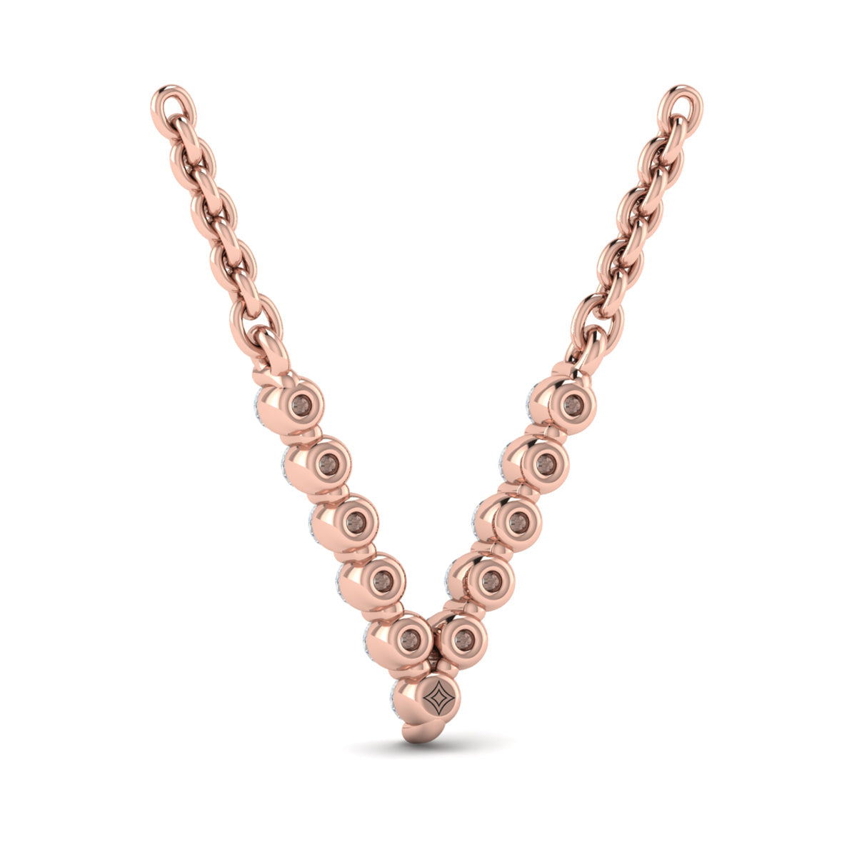 Diamond  Alphabet Pendant Necklace, V